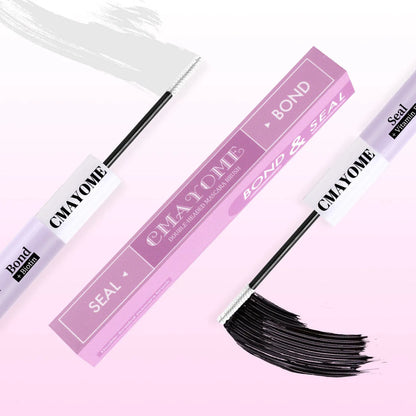 Double-headed eyelash glue tube with two applicator tips for precise lash application.