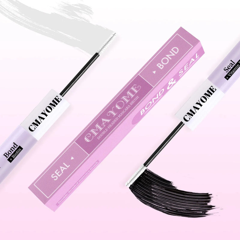 Double-headed Eyelash Glue Waterproof Quick Setting Split Type lash adhesive with two applicators, for professional and home use, in a pack with one tube of glue.