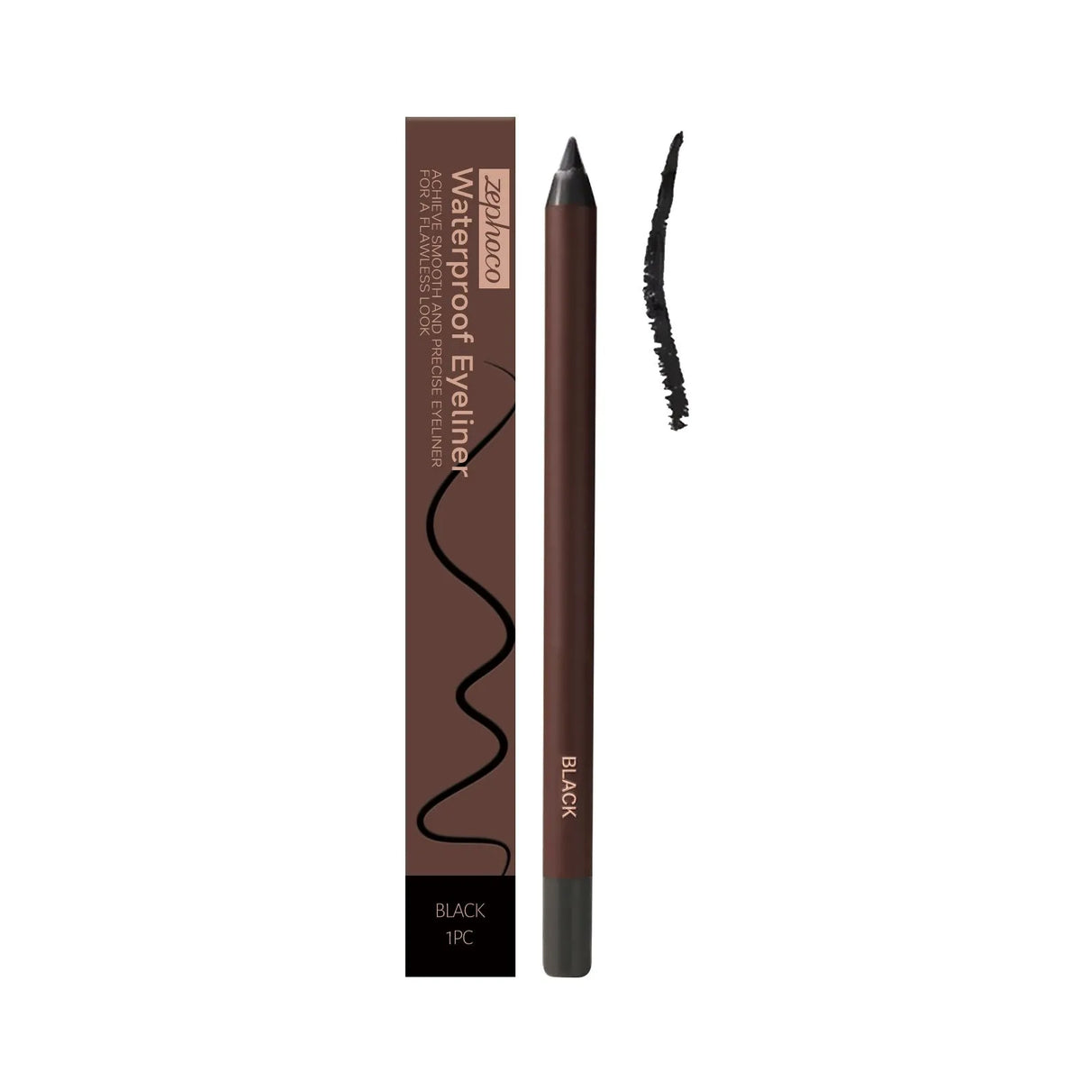 Waterproof liquid eyeliner pen in seven colours showing the fine-tip brush.