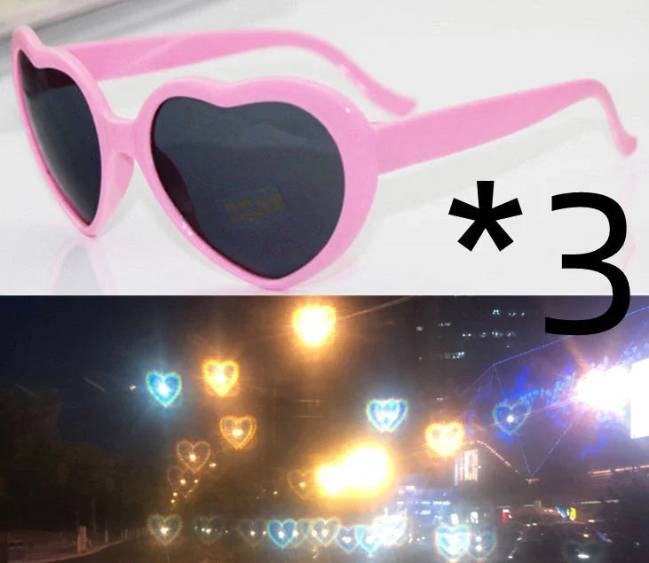 Fashionable heart-shaped light-up glasses with a built-in LED lighting system, perfect for adding a touch of love and playfulness to any occasion.