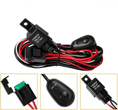 One drag two LED work light wiring harness with 2 metre silicone cable for vehicle spotlight installation