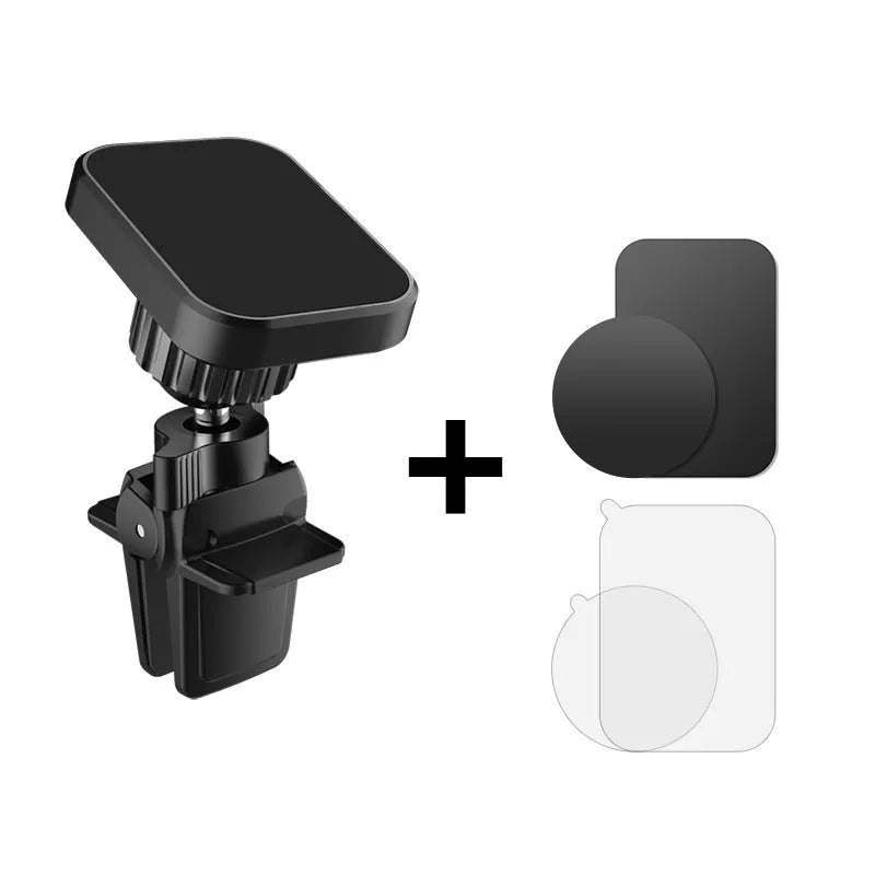 Black car air vent mobile phone holder with magnetic mount for universal smartphone attachment