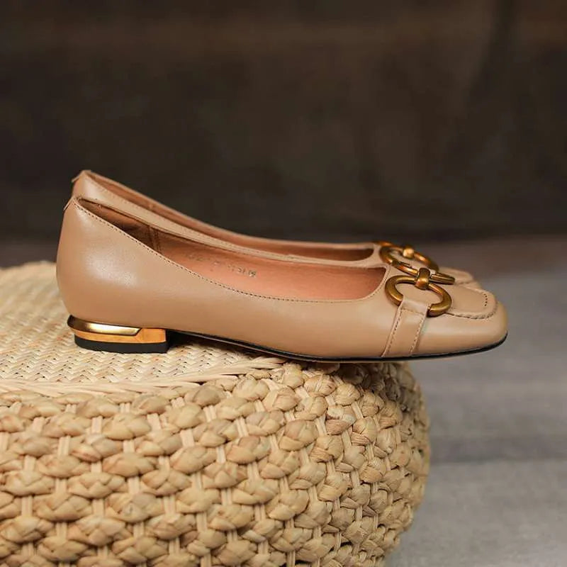 Women's Mary Jane style low heel pumps with square toe and shallow mouth design in multiple colours