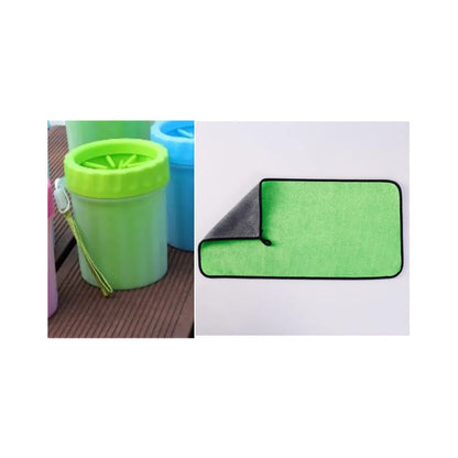 Silicone dog foot washing barrel bucket in blue colour for cleaning pet paws