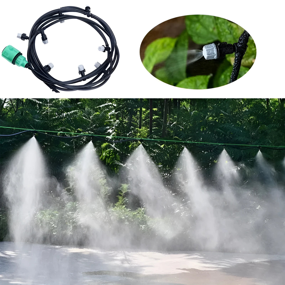 10-metre micro spray irrigation hose system with 10 spray nozzles for garden watering