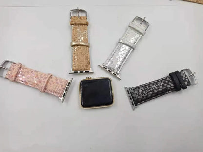 Leopard print PU watch strap compatible with Apple Watch iWatch 3-6 SE in 38mm and 42mm