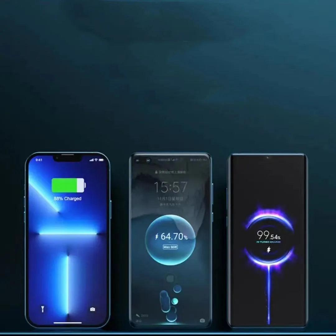 Transparent industrial power bank showing internal battery cells with 10000mAh capacity