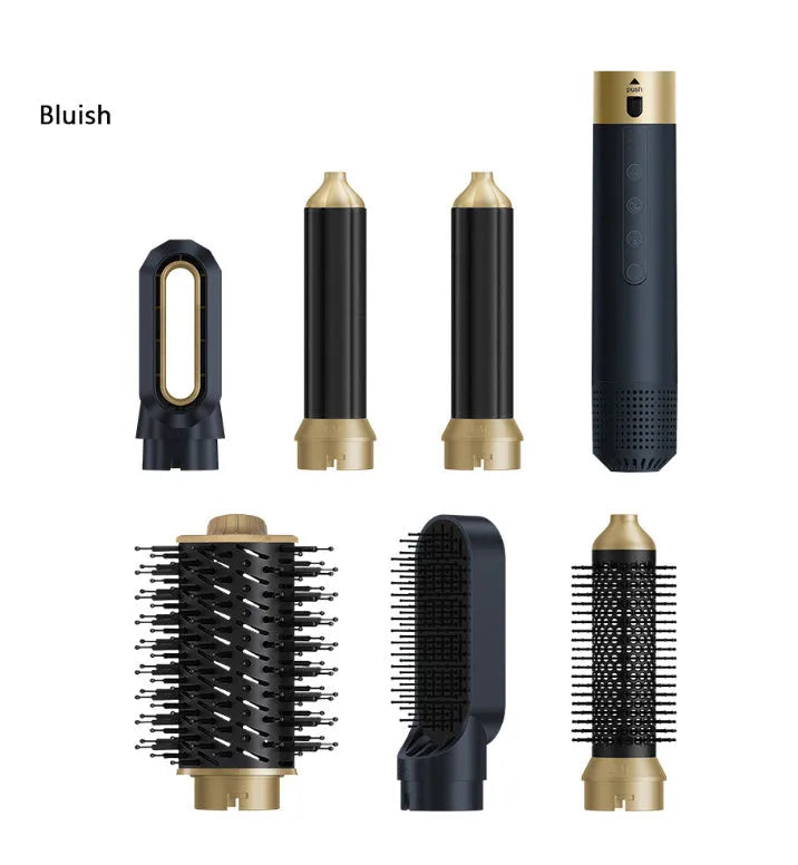 6-in-1 hot air styling comb with leather storage case for curling and straightening hair