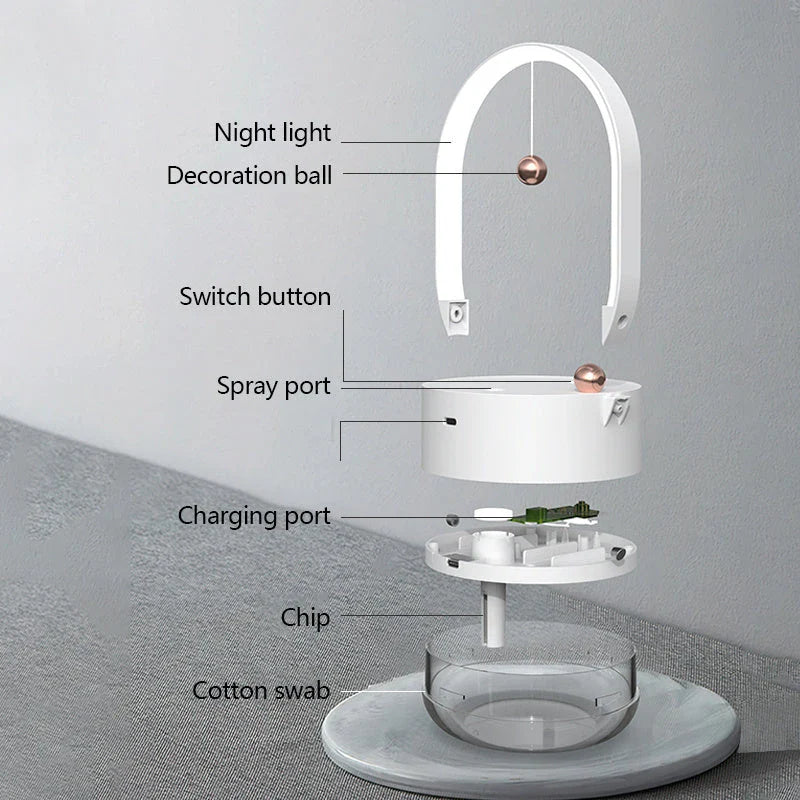Compact portable USB powered humidifier with mood lighting for home and office use