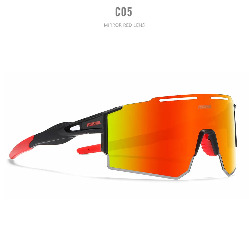 Polarised cycling sunglasses with frameless TR90 lightweight frame in sports design for athletic activities