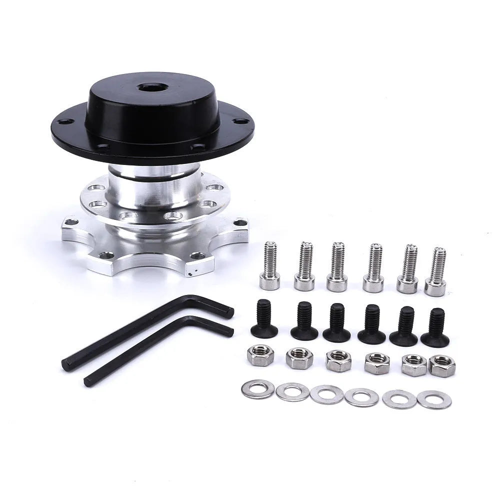 Car quick release steering wheel adapter device in black, red, blue, silver, and gold colour options