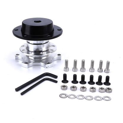 Car quick release steering wheel adapter device in black, red, blue, silver, and gold colour options