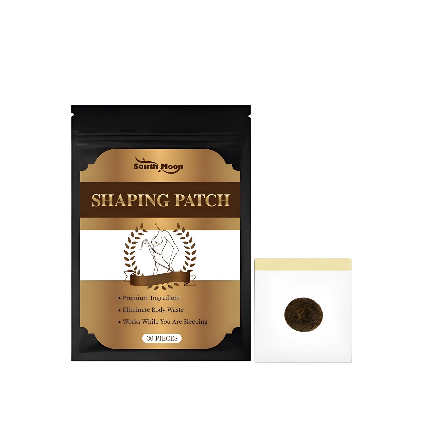 Herbal body shaping patch pack containing 30 pieces with mugwort and ginger formulation