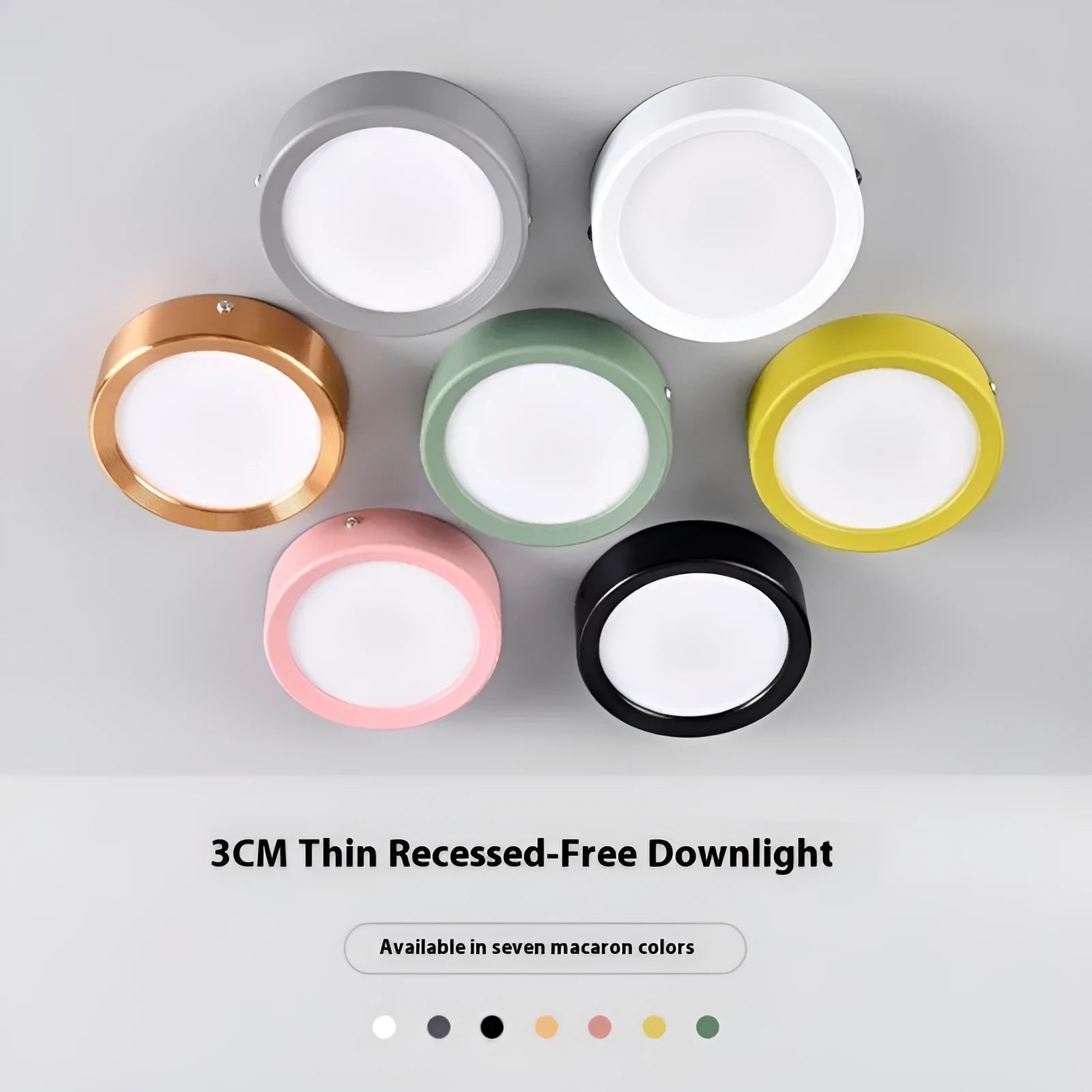 LED ultra-thin surface mounted downlight ceiling light in black aluminium shell