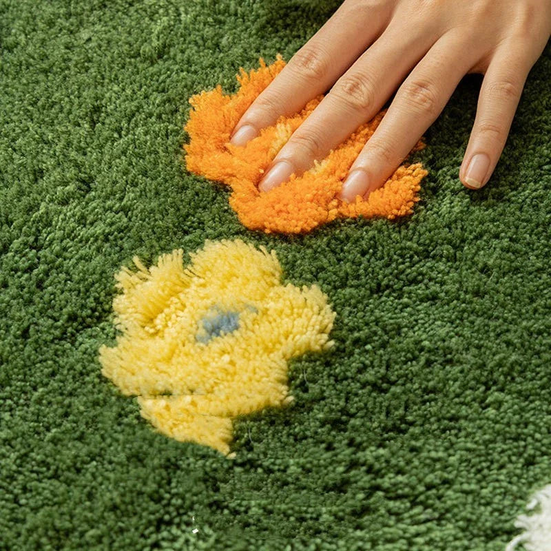 Premium plush area rug with soft acrylic fibers, non-slip backing, and unique floral pattern for living room, bedroom, and home decor