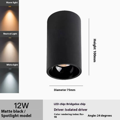 LED surface mounted spotlight in aluminium, 75 x 100mm to 115 x 160mm, 12W to 24W, White Black or All Black, anti-glare