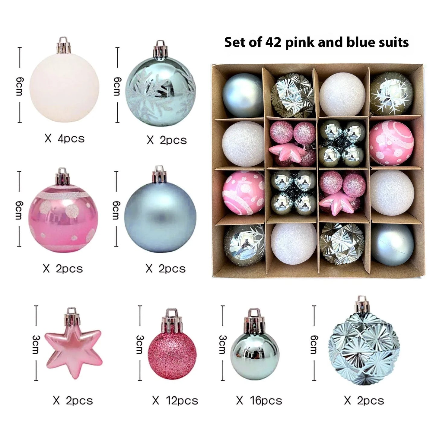 Christmas decoration pendant set with electroplated balls and painted gifts in cowhide presentation box