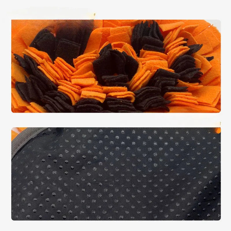 Orange pumpkin-shaped dog sniffing mat for slow feeding and anti-choking training