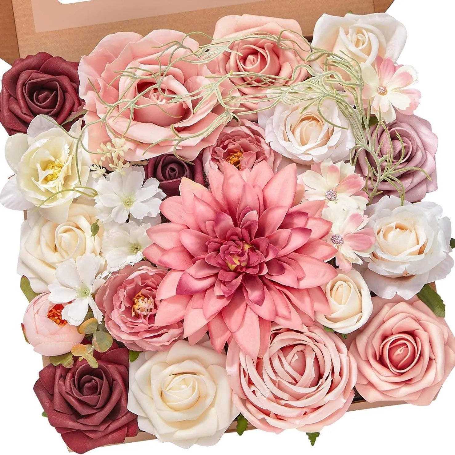 Silk flower wedding simulation box flower for layout planning in a selection of colours.