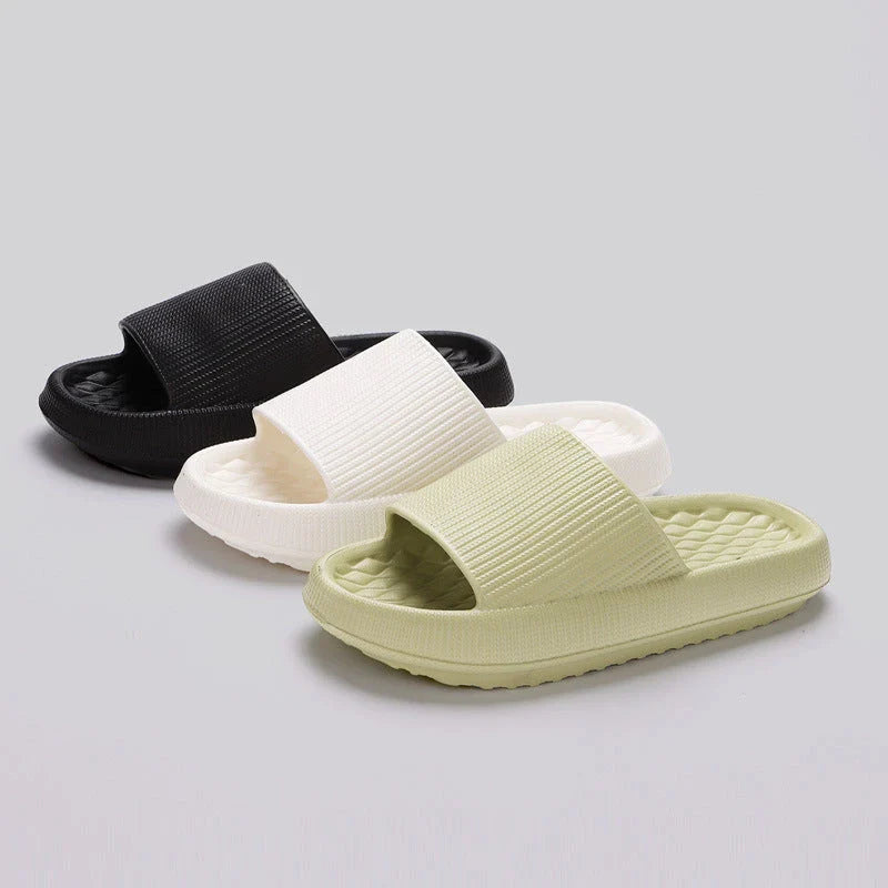 Comfortable and stylish EVA flip flops in various colors with unique rhombus stripe design