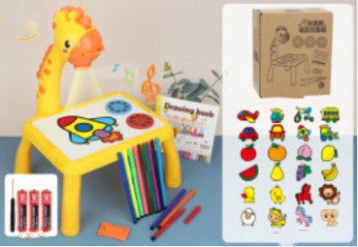 Children's magnetic drawing board with music and projection features in blue and pink