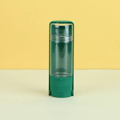 Portable pet water bottle 280ml HIPS with drawer trough, one-click lock, and drawstring, 7.9 x 7.4 x 21.2cm