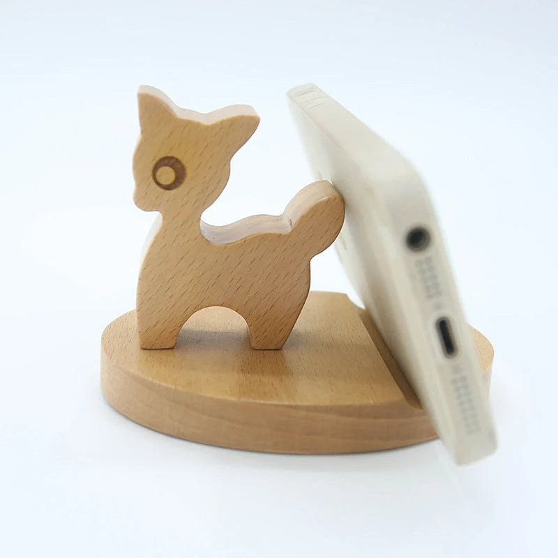 Custom beech wood lazy phone holder with various designs for hands-free convenience
