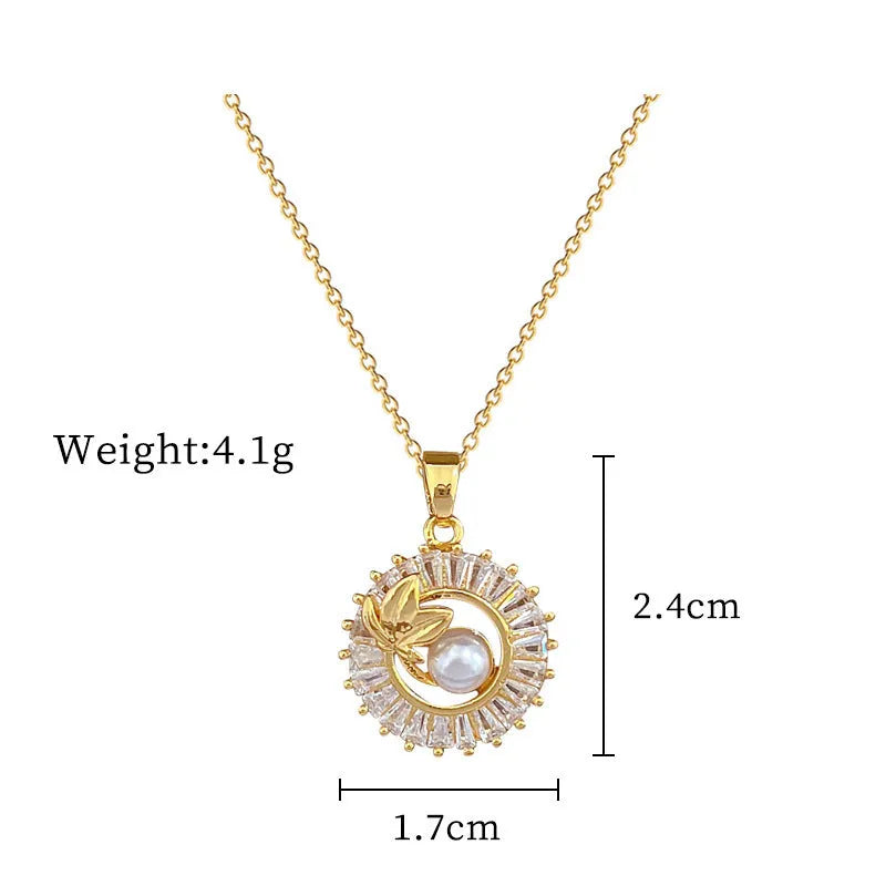 Women's geometric leaves design jewellery set with titanium steel necklace and gold plated stud earrings.