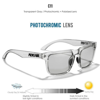 Square polarised sunglasses with TAC lenses and PC frames in multiple colour options.