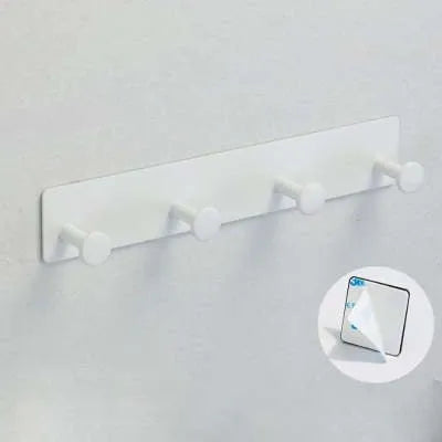 Adhesive wall hook with mushroom-shaped hooks in black or white, showing 5kg load capacity