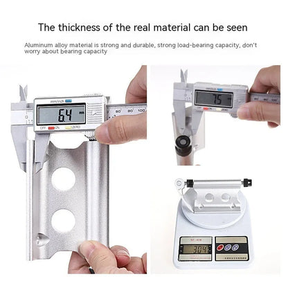 Silver metal bicycle front fork quick release clamp for mounting to a car bike rack.
