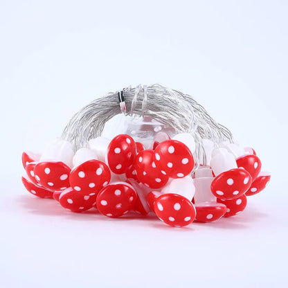 LED mushroom lighting chain with battery box, 10 LED lamp beads, plastic shell, 3.5cm size, indoor decoration