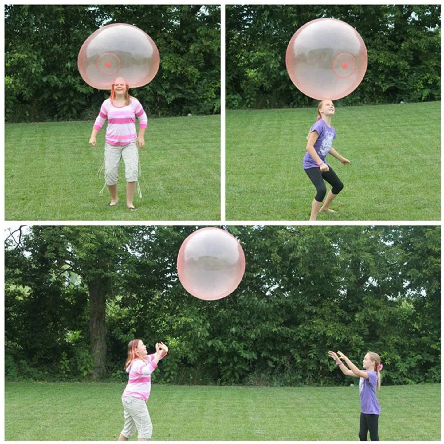 TPR inflatable ball in blue colour showing 70cm diameter measurement with self-sealing valve visible