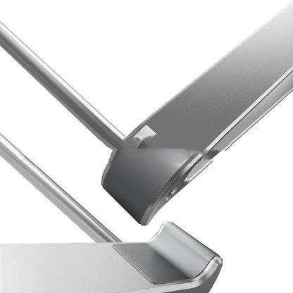 Aluminum alloy portable laptop stand with non-slip silicone pads in Space Grey and Aurora Silver