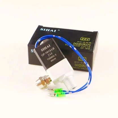 Black 12V and 24V 300DB dual trumpet air horn kit with compressor and speaker for universal vehicle mounting