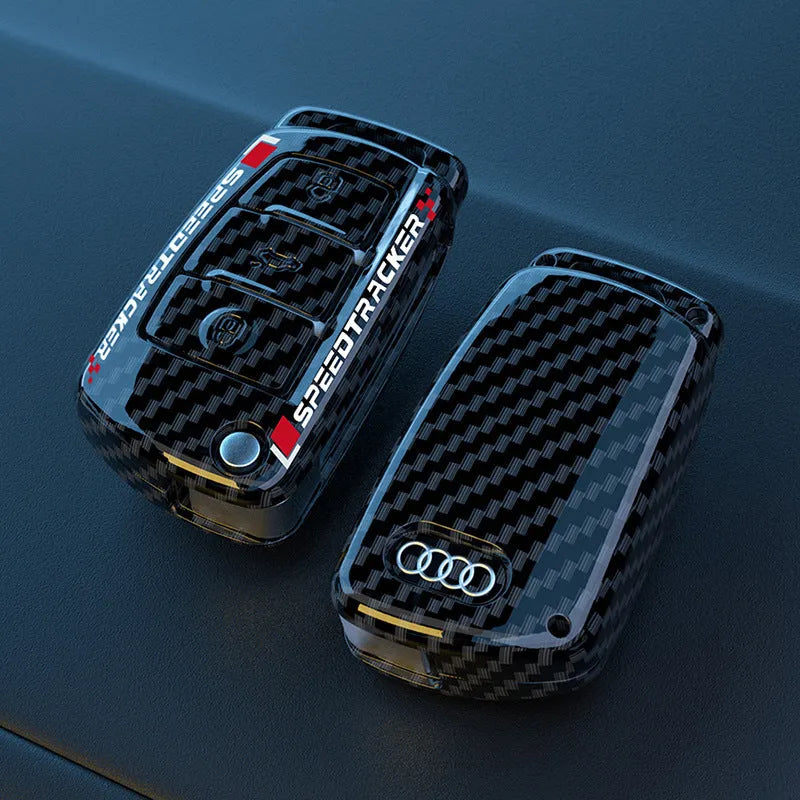 Carbon fibre style car key cover case with mirror finish in carbon pattern or white colour option