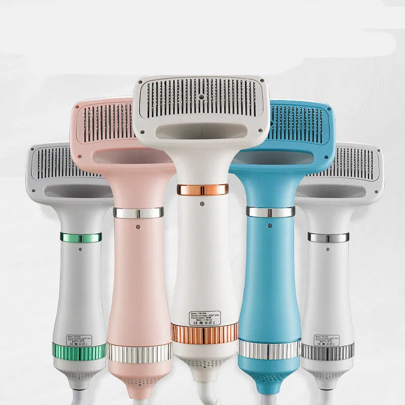 Household dog teddy pet hair dryer grooming tool with adjustable airflow settings and one-key hair removal feature