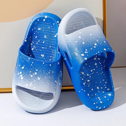 Children's gradient-colour PVC summer slippers showing non-slip sole and European style design