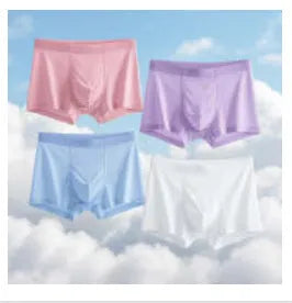 Ice silk seamless boxer briefs in a solid colour on a white background