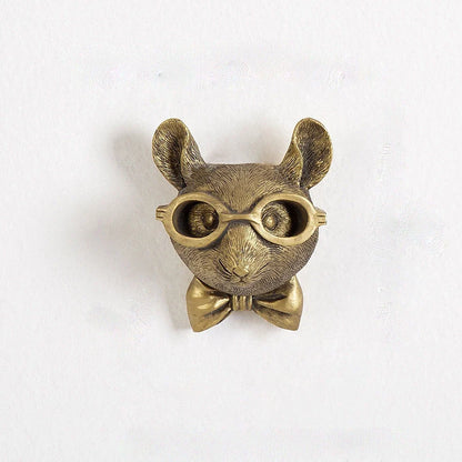 Antique bronze synthetic resin animal pendant in bear shape, 12 cm height for home wall decor