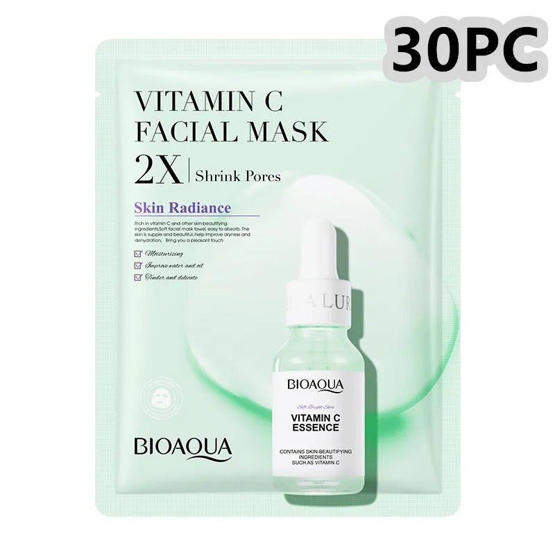 White collagen and hyaluronic acid facial sheet mask in 30g gel format on skin