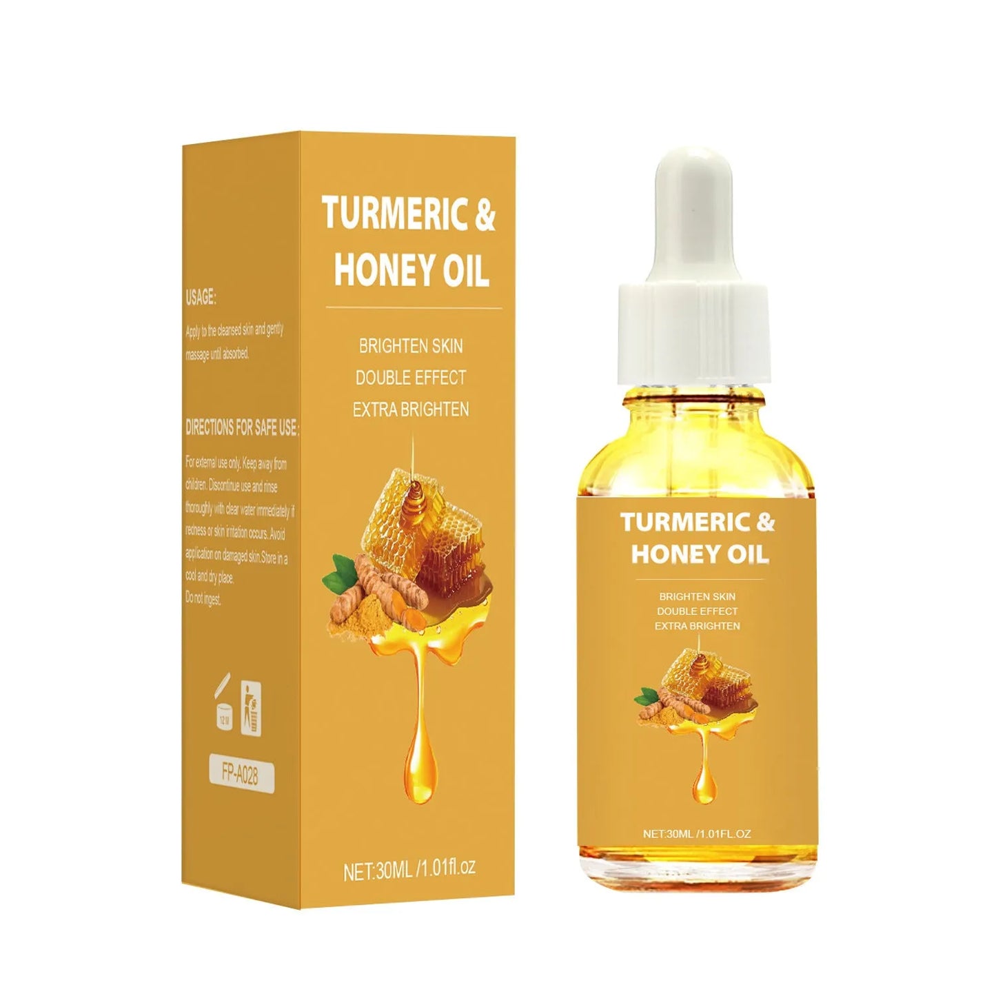30ml bottle of Turmeric Honey Essential Oil in neutral packaging for facial skincare.
