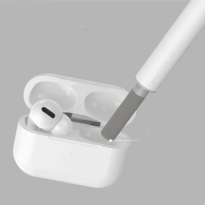 3-in-1 headphone cleaning pen with metal pick, sponge tip and brush for electronic device maintenance