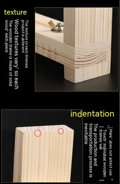 Solid wood handmade weaving rack with three-leg design and fixing clips for DIY bracelet and necklace making