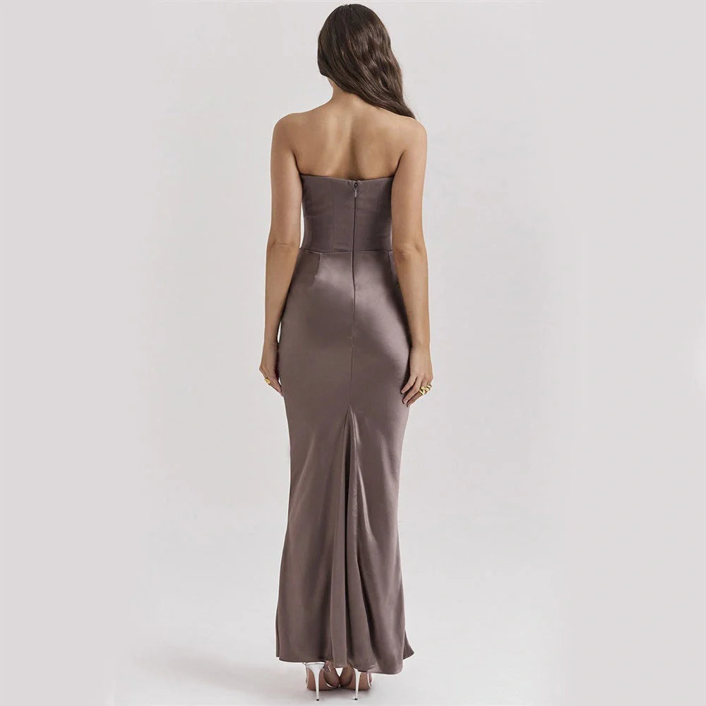 Elegant backless party dress in various colors and sizes, featuring a sleek and slender silhouette for the discerning UK fashionista