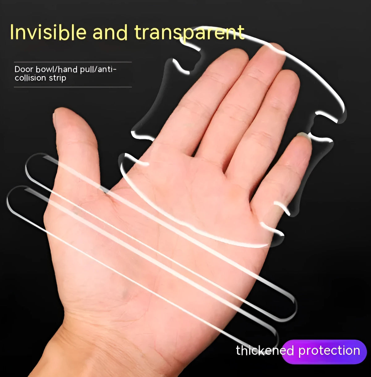 Clear 3D protective stickers for car door handle bowl scratch prevention.