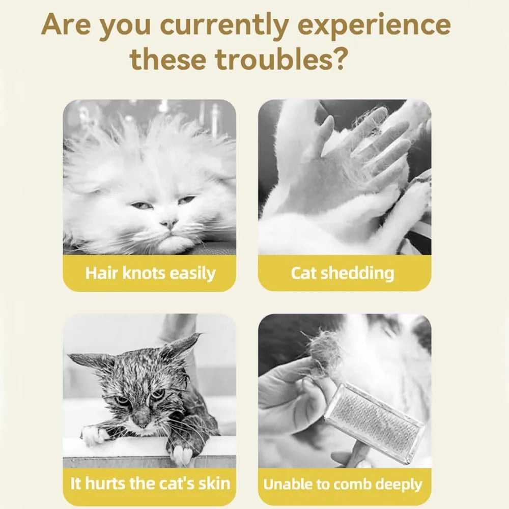 Green and yellow rechargeable cat steam brush with silicon bristles, measuring 85x85x52mm