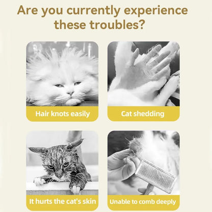 Green and yellow rechargeable cat steam brush with silicon bristles, measuring 85x85x52mm