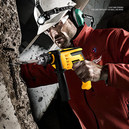 13mm household impact drill with 710W power, variable speed control, and UK plug