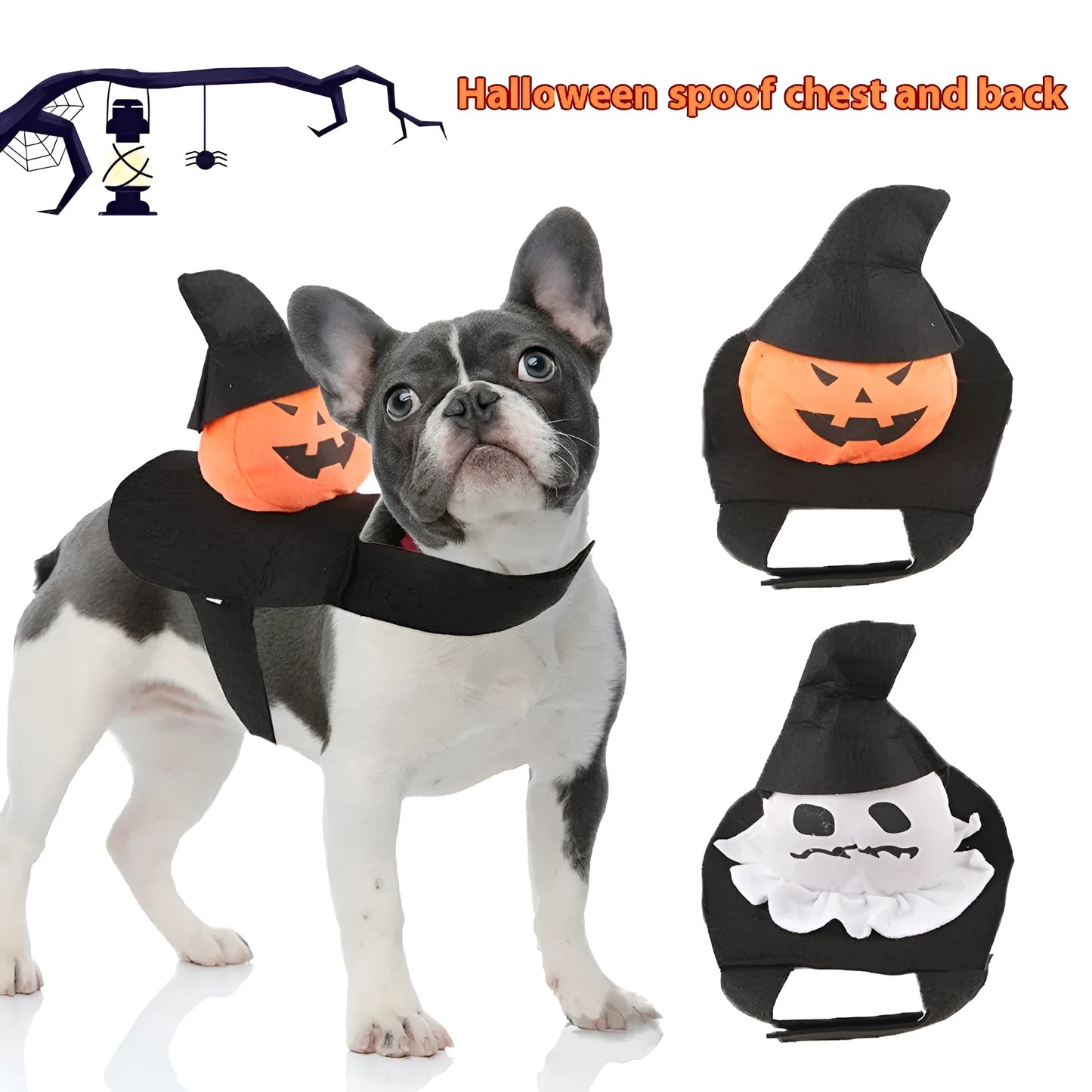 Halloween dog costume in ghost or pumpkin ghost design with PP cotton material